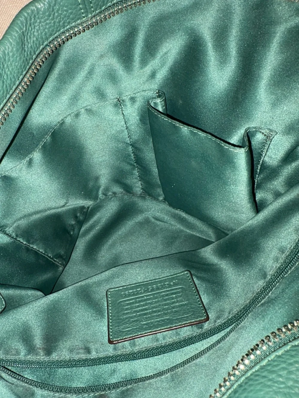 Coach Park Pine Green Pebbled Leather Hobo Bag F23203